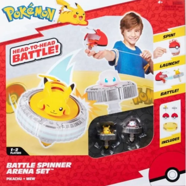 Pokémon Battle Spinner 2 Pack With Stadium Pikachu #1, Mew, Poke Bal Clearance
