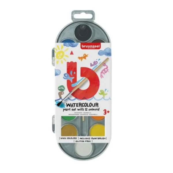 Bruynzeel Waterverf 12 Kleuren met Penseel Clearance