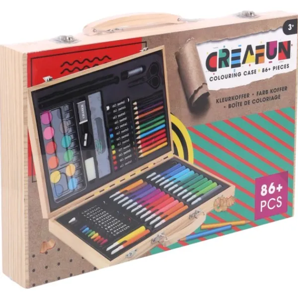 Creafun Kleurkoffer Kist 86-delig Hout Best