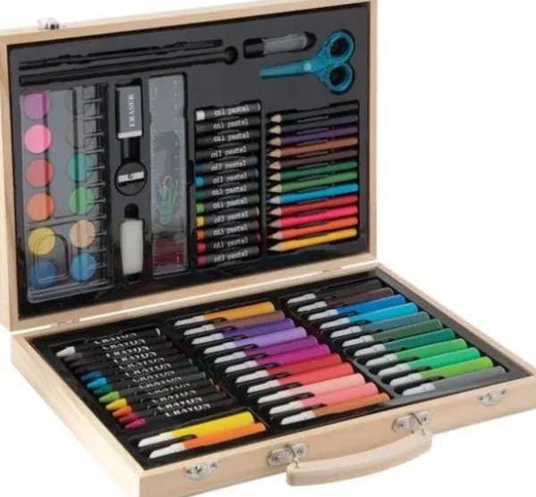Creafun Kleurkoffer Kist 86-delig Hout Best