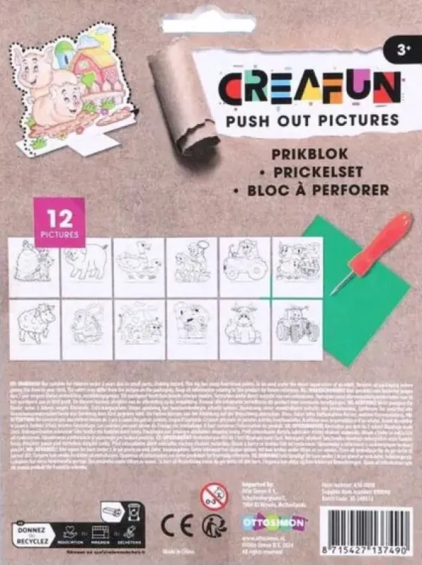 Creafun Prikblok Met Prikpen En 12 Sjablonen Boerderij Online