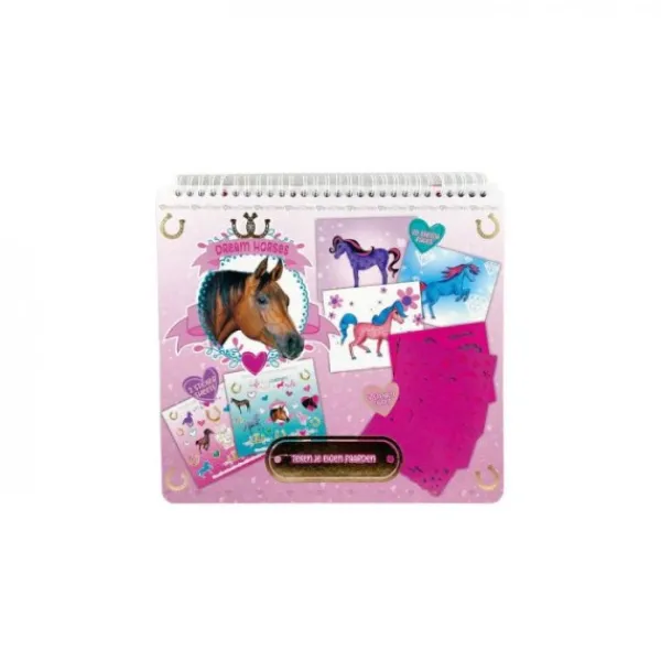 De Grote Speelgoedwinkel Dreamhorse Kleur en Stencilboek 26x25cm Clearance