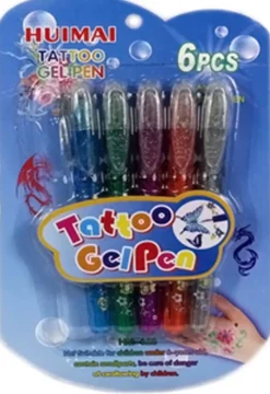 De Grote Speelgoedwinkel Gelpen tattoo set 6 stuks op kaart Clearance