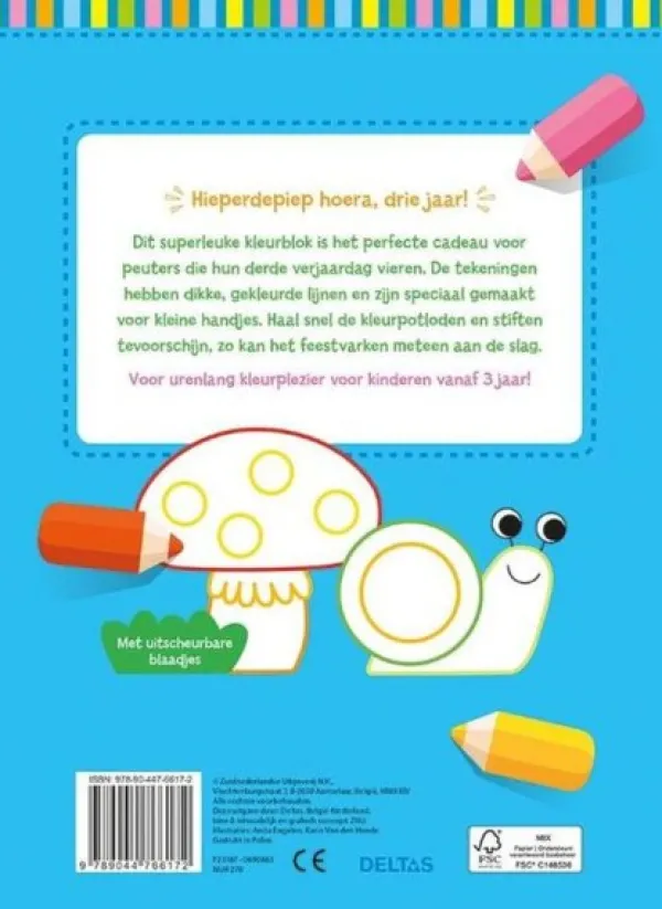 Deltas Kleurpret Voor Kleine Handjes Hoera, 3 Jaar! Outlet