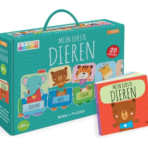 De Grote Speelgoedwinkel Mijn Eerste Dieren Puzzeltrein + Boek Sale