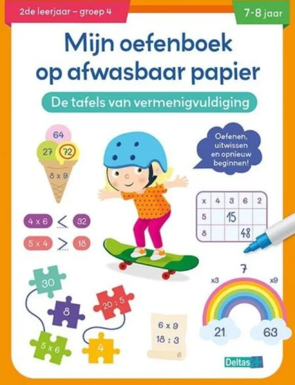 Deltas Mijn Oefenboek Afwasbaar Papier Tafels Van Vermeningvuldig (7-8 jaar) Discount
