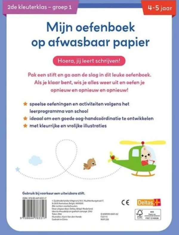 Deltas Mijn Oefenboek Op Afwasbaar Papier Eerste Schrijfspelletjes (4-5 jaar) Hot