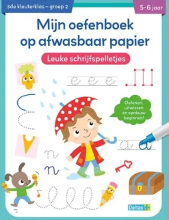 Deltas Mijn Oefenboek Op Afwasbaar Papier Leuke Schrijfspelletjes (5-6 jaar) New
