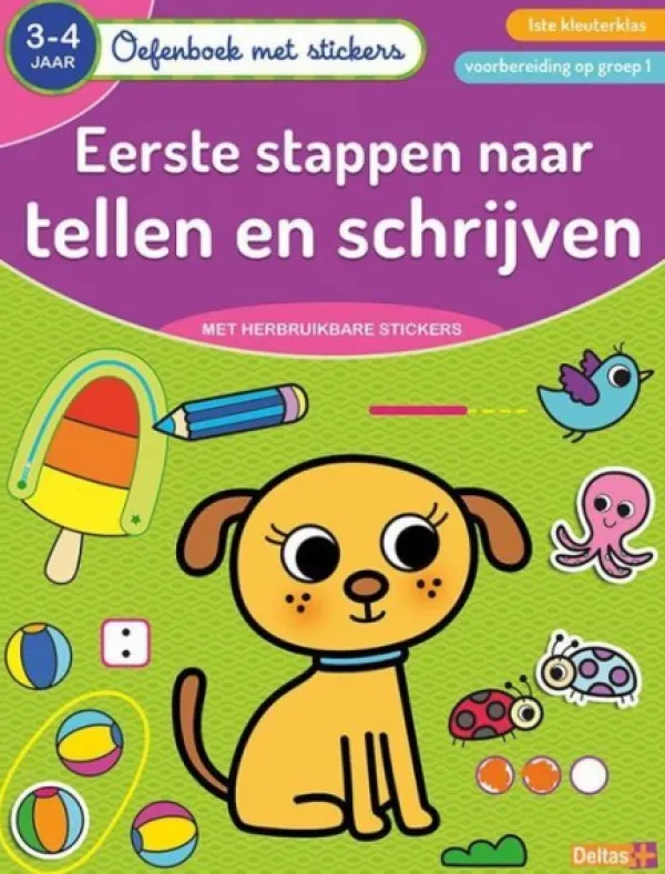 Deltas Oefenboek Stickers Eerste Stappen Naar Tellen En Schrijven (3-4 jaar) Clearance