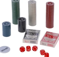 De Grote Speelgoedwinkel Pokerset In Koffer 200 Delig Met 2 Decks Speelkaarten en Fiches New