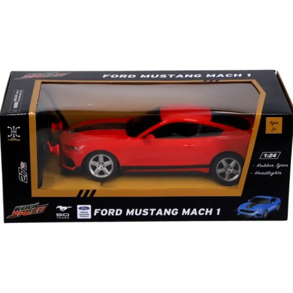 De Grote Speelgoedwinkel Radiografisch Bestuurbare Auto Ford 1:24 Mustang Mach 1 Rood New