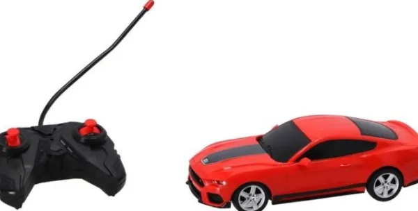 De Grote Speelgoedwinkel Radiografisch Bestuurbare Auto Ford 1:24 Mustang Mach 1 Rood New