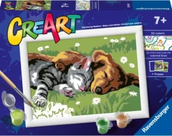 Ravensburger Creart Schilderen Op Nummer Slapende Hond En Poes Hot