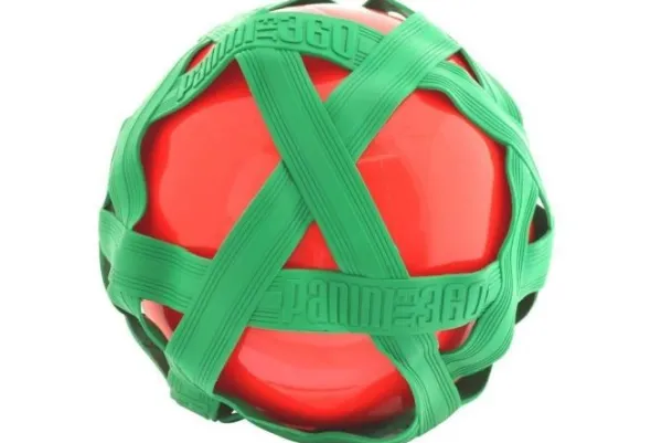 De Grote Speelgoedwinkel Rode crossbal met groene rubberband Best