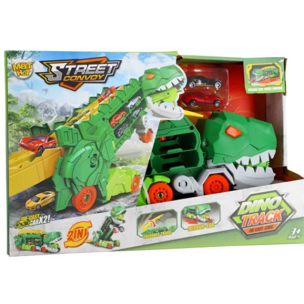 De Grote Speelgoedwinkel Transporter Carrycase Dino Met 2 Diecast Auto's Hot