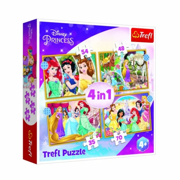 Trefl Puzzel 4 In 1 Princess Happy Day (35,48,54,70) New