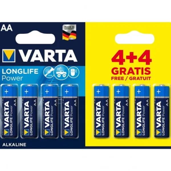 Varta Batterij AA 4+4 Alkaline Longlife Power Hot