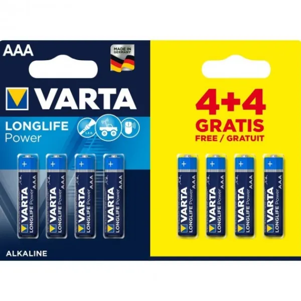 Varta Batterij AAA 4+4 Alkaline Longlife Power Clearance