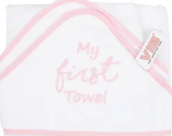 De Grote Speelgoedwinkel Very Important Baby Badcape Vib My First Towel Wit+roze 75cm Outlet