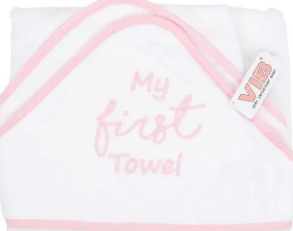 De Grote Speelgoedwinkel Very Important Baby Badcape Vib My First Towel Wit+roze 75cm Outlet